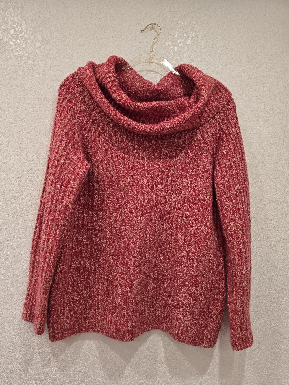 Madewell cowl neck soft knit cotton sweater in red and white S